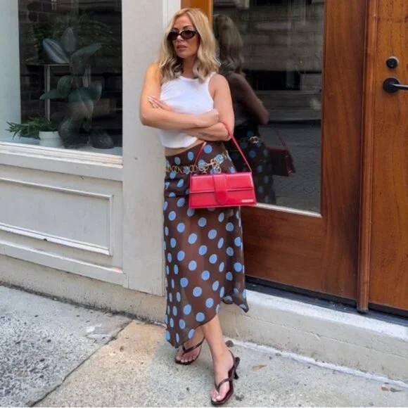 NWT Zara Polka Dot Asymmetric Skirt